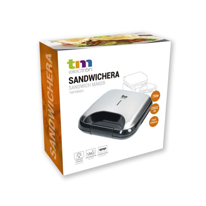 Sandwichera TM Electron Acero 750 W Doble 2