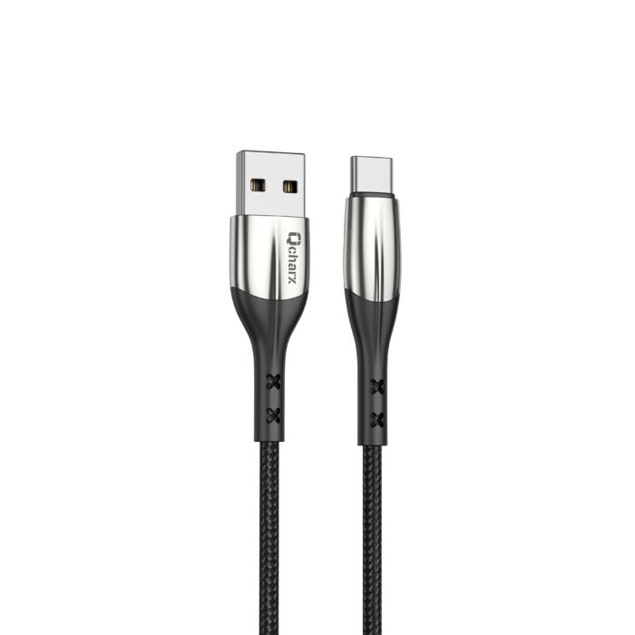 Qcharx Cable Toronto USB A a Tipo C para Carga Rápida y Sincronización de Datos 3A - 1 Metro - Diseño Antinudos y Cabezal Metálico Negro Qcharx Cable Toronto USB A a Tipo C para Carga Rápida y Sincronización de Datos 3A - 1 Metro - Diseño Antinudos y Cabezal Metálico Negro