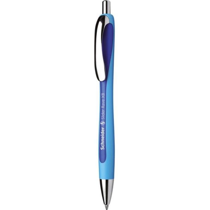 Schneider 755 XB Bolígrafo Slider Rave Retráctil Azul Mina Extra-Gruesa (XB) Recargable con Clip Metálico, Paquete de 5