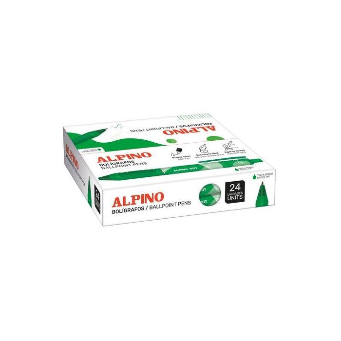 Boligrafo Alpino Dot Unicolor 1Mm  Verde Caja De 24 6 unidades