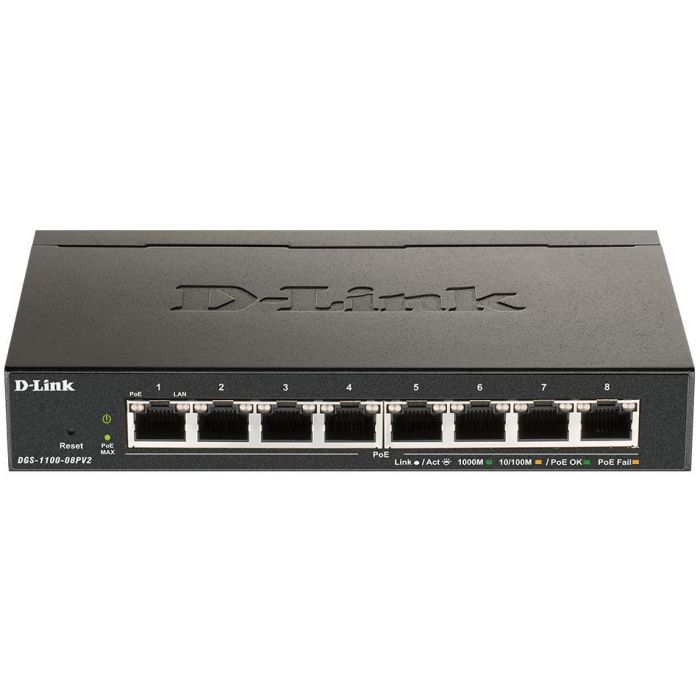 D-Link DGS-1100-08PV2 Switch Ethernet Smart Gestionable con 8 Puertos Gigabit PoE, Sin Ventilador, 64W y 16Gbps de Conmutación 0 D-Link DGS-1100-08PV2 Switch Ethernet Smart Gestionable con 8 Puertos Gigabit PoE, Sin Ventilador, 64W y 16Gbps de Conmutación 0