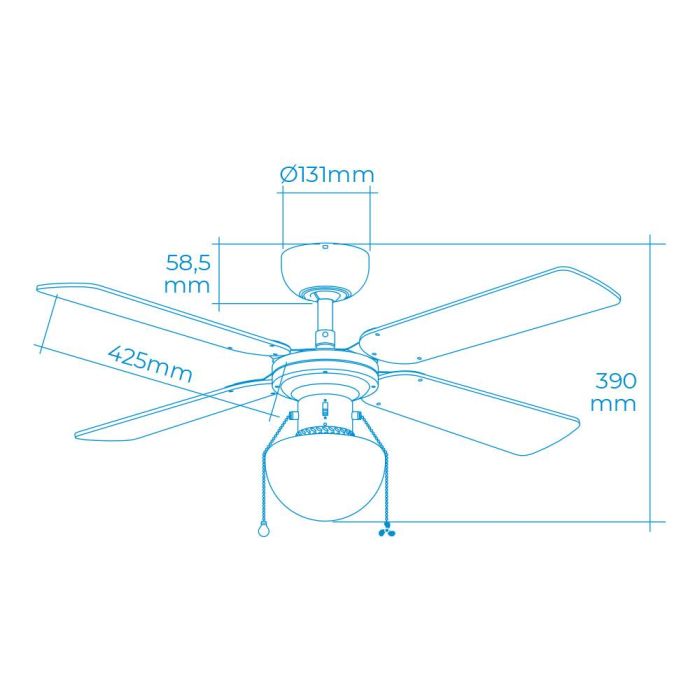 Ventilador de techo modelo caribe. color blanco. potencia: 50w aspas: ø102cm edm 2