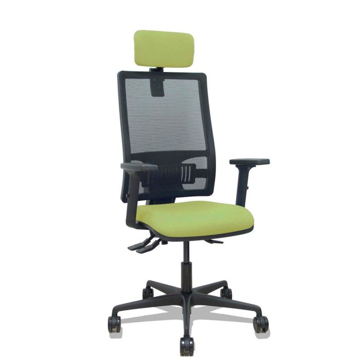 PIQUERAS Y CRESPO Silla Bormate asincro malla negra asiento bali verde oliva brazos 2D ruedas 65mm cabecero regulable PIQUERAS Y CRESPO Silla Bormate asincro malla negra asiento bali verde oliva brazos 2D ruedas 65mm cabecero regulable