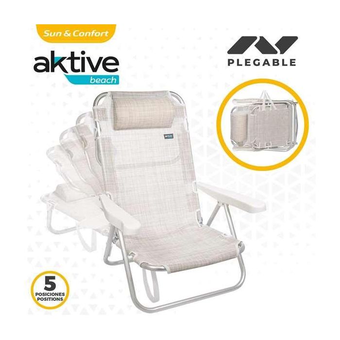 Silla playa aluminio plegable 5 posiciones 48x46x84 cm con cojin mas asa. 3 Silla playa aluminio plegable 5 posiciones 48x46x84 cm con cojin mas asa. 3