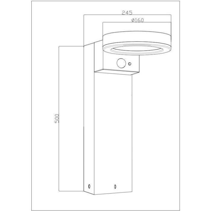 Baliza solar - GALIX - G4590B - Muy luminosa - Acero inoxidable (opción aplique de pared) con detector - H50 cm - 1000 lúmenes 3