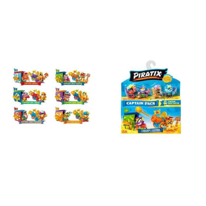 Figura piratix golden treasure captain pack. incluye 4 piratix y accesorios. 1