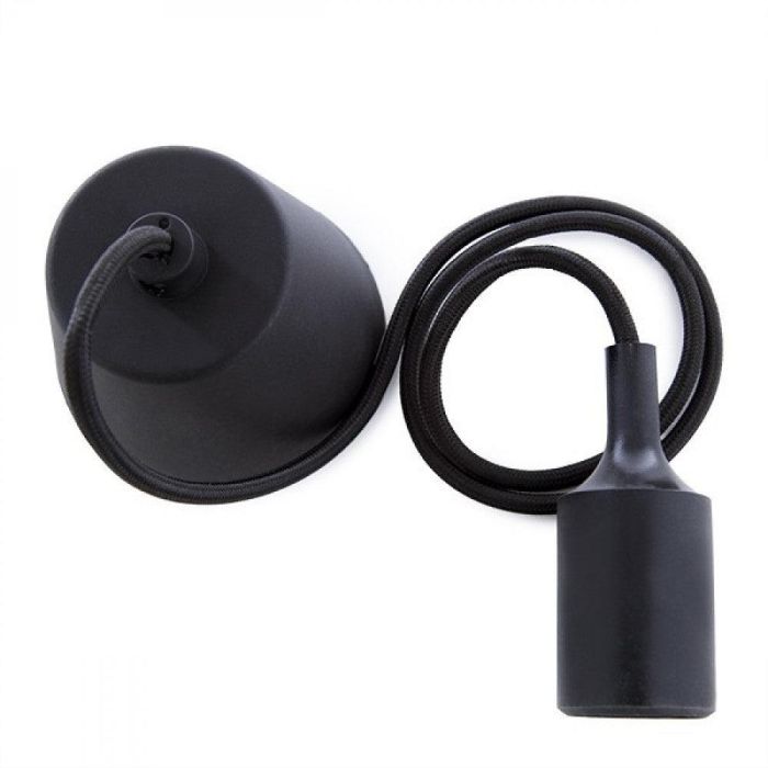 Portalámparas E27 Cable - Rosetón Negro Portalámparas E27 Cable - Rosetón Negro