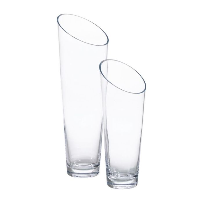 Jarrón Decoración Transparente Cristal 12,50 X 12,50 X 40 cm