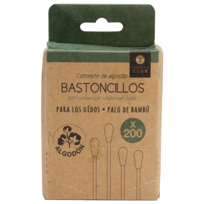 Cosmetic Club Juego de 200 Bastoncillos Oído Bambú Ecológicos Dispensador Cartón 7.5cm 1 Cosmetic Club Juego de 200 Bastoncillos Oído Bambú Ecológicos Dispensador Cartón 7.5cm 1