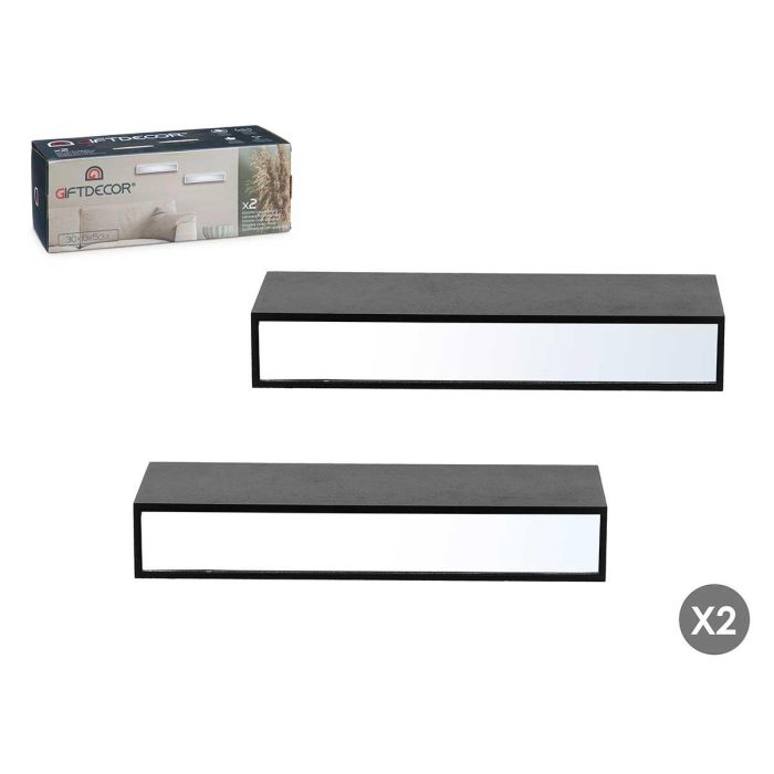 Dos Estantes Espejo 30Cm Negro Giftdecor (4 Unidades) Dos Estantes Espejo 30Cm Negro Giftdecor (4 Unidades)