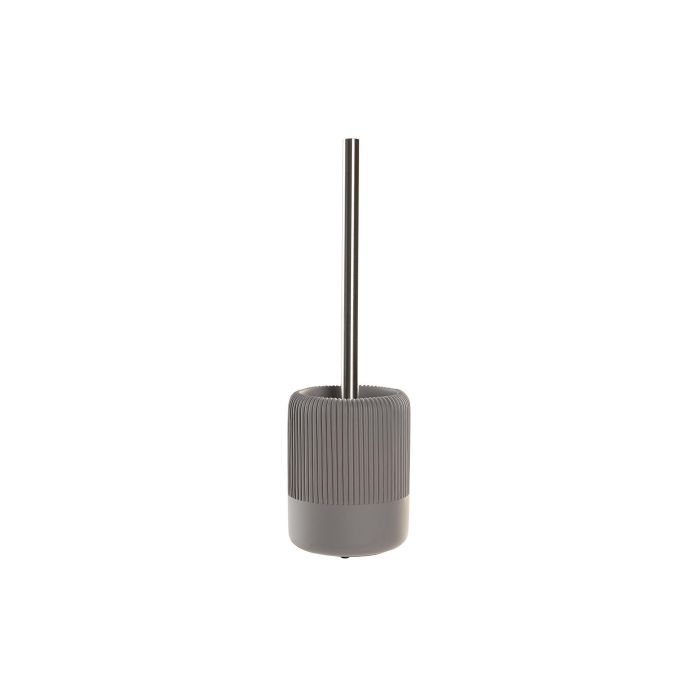 DKD Home Decor Escobillero Scandi Gris de Cemento e Inox 11 x 36.5 x 11 cm