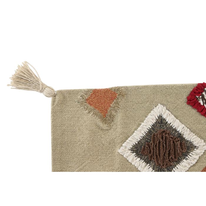 DKD Home Decor Funda Cojín Decorativa Multicolor de Algodón y Poliéster con Diseño de Flecos y Cierre de Cremallera 40 x 60 cm 1