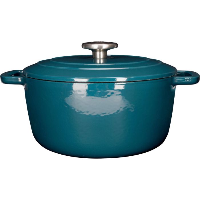 Cosy & Trendy COS5401110056843 Cacerola con tapa de hierro fundido esmaltado, Ø24 cm, 4.6 L, apta para todo tipo de cocinas, inducción, Azul