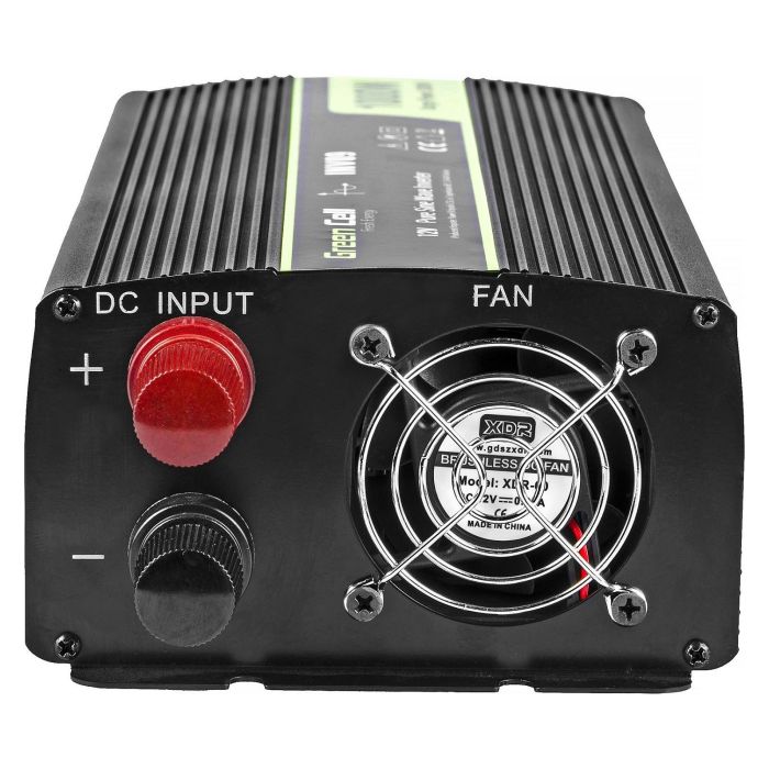 Green Cell INV09 Inversor Coche 12V a 230V 1000/2000W Negro - Convierte Corriente DC a AC, Protección Sobrecarga