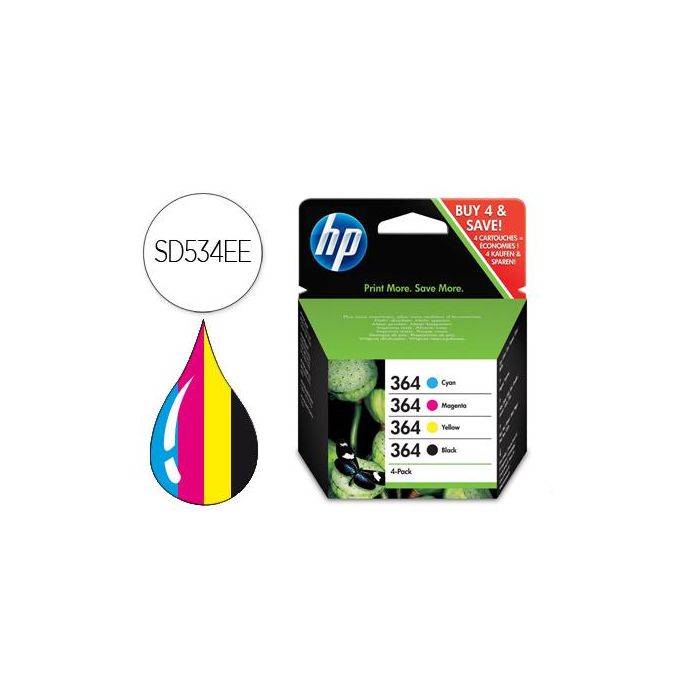 Hp Tinta Bk - C - M - Y Photosmart D5460 Pack 4 - Nº364