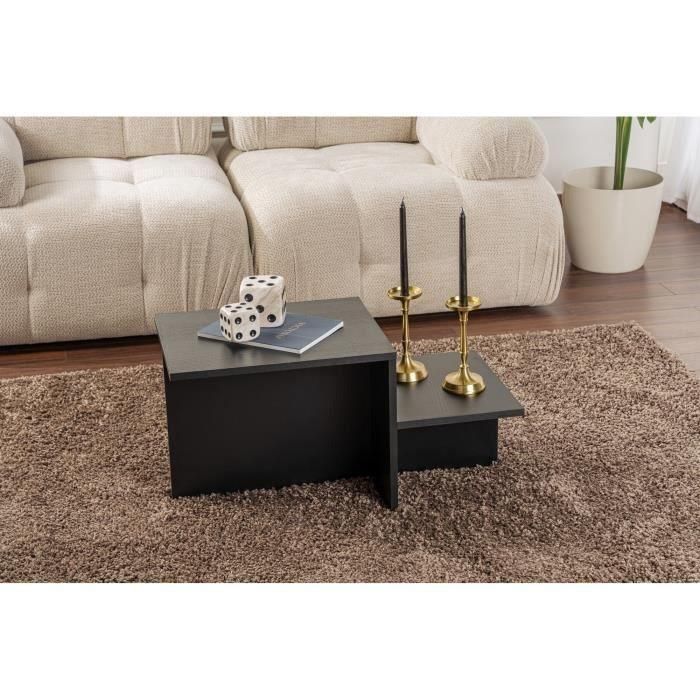 Mesa de centro rectangular negra HARMONY 80x40x40 cm CAL1730423410477 1