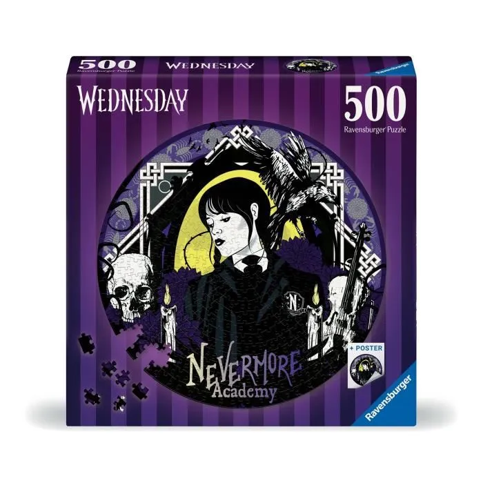 Ravensburger Puzzle Redondo Wednesday Adams 500 Piezas Dibujos Animados y Cómics RAV1700278115086 A partir de 10 años 2