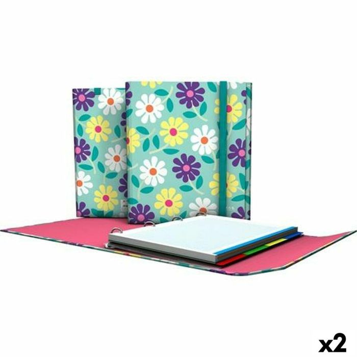Carpeta de anillas Grafoplas Flowers Multicolor A4 (2 Unidades) Carpeta de anillas Grafoplas Flowers Multicolor A4 (2 Unidades)