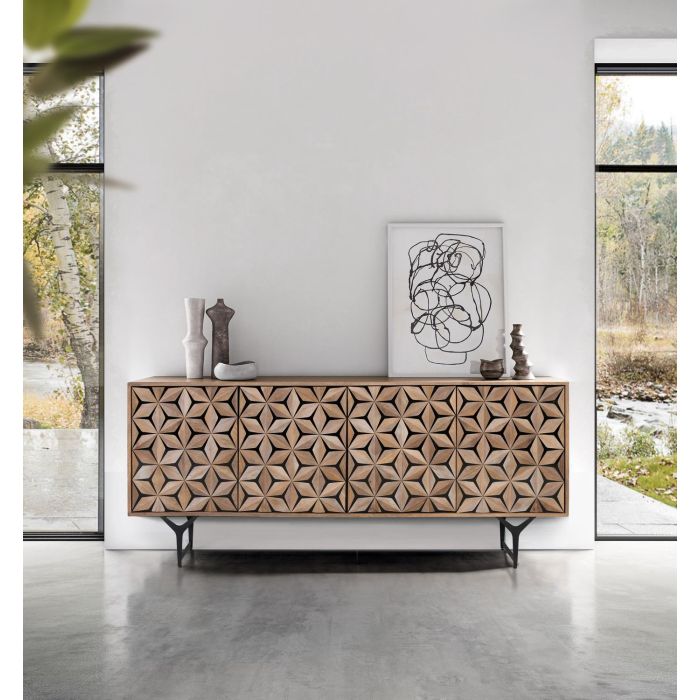 GINER Y COLOMER Aparador Artesanal de 4 Puertas en Madera de Mango 177 cm 6