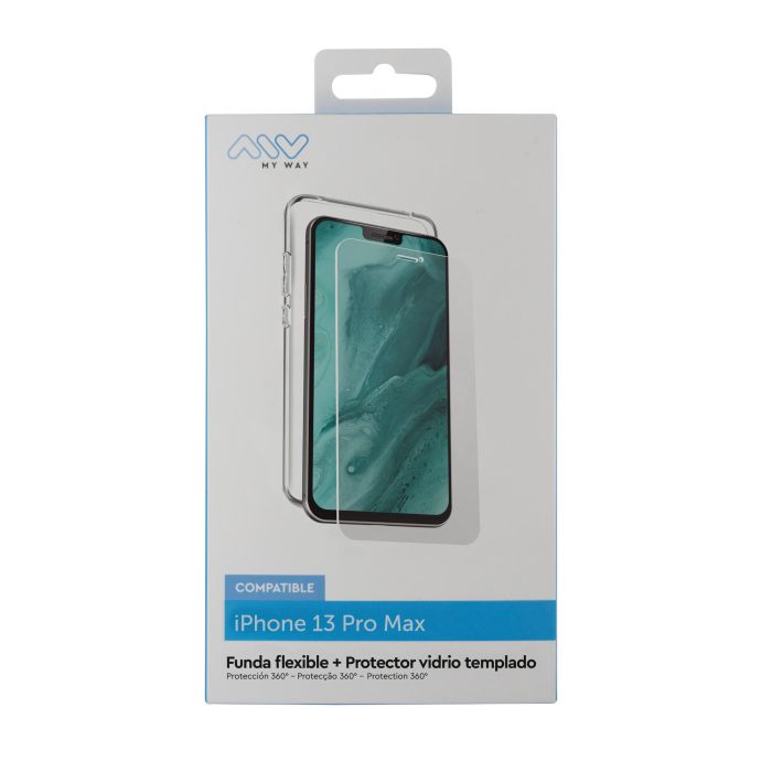 Myway Carcasa y Protector de Pantalla para Apple iPhone 13 Pro - TPU Transparente y Vidrio Templado 9H Myway Carcasa y Protector de Pantalla para Apple iPhone 13 Pro - TPU Transparente y Vidrio Templado 9H
