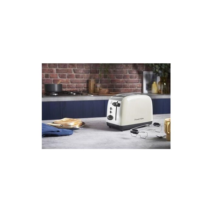 Russell Hobbs 26551-56 Tostador Colours Plus Crema con Ranuras Anchas, Función Levantar y Ver y Calientapanecillos 7