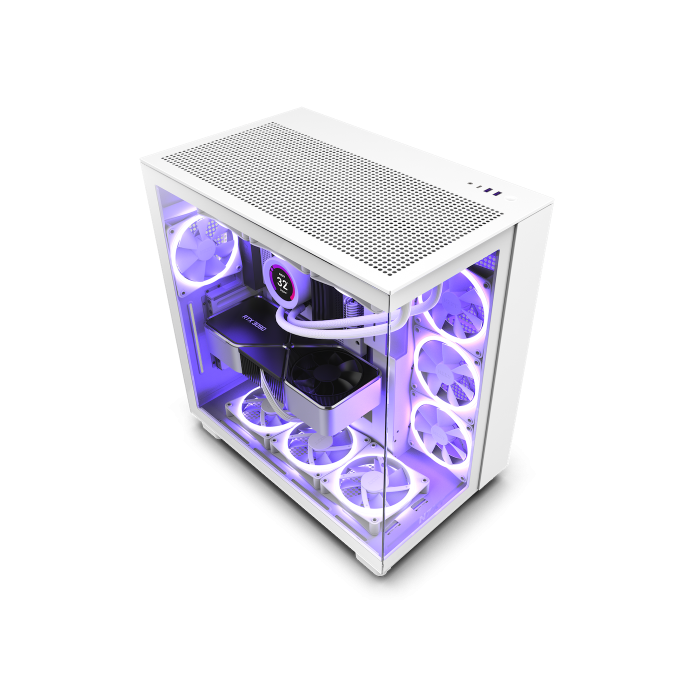 NZXT H9 All white Midi Tower Blanco CM-H91FW-01 - Torre PC con Vidrio Templado, Gestión de Cables, Iluminación RGB