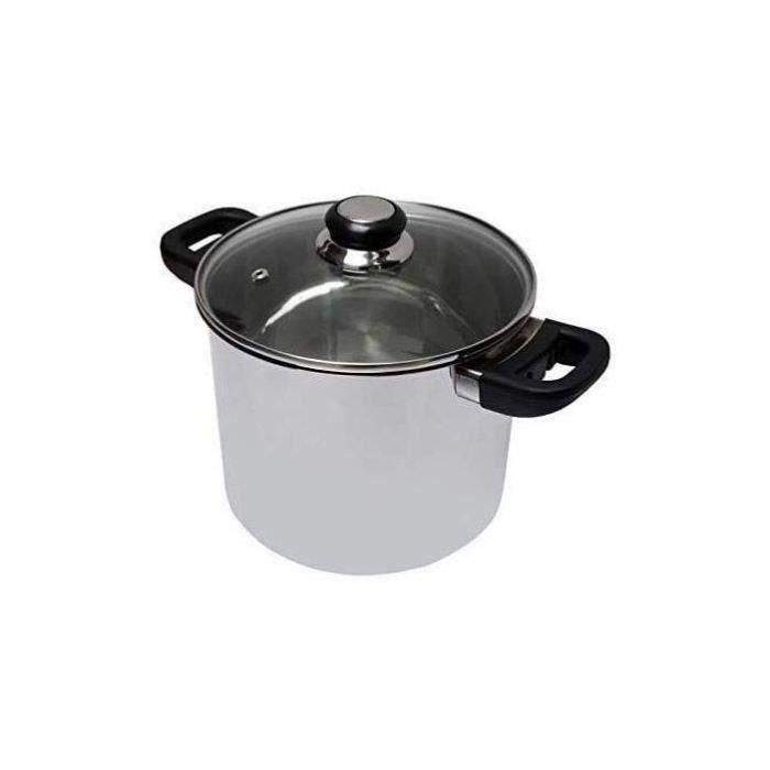 Baumalu Olla Traiteur Acero Inoxidable con Tapa de Vidrio Saphir y Mango de Baquelita, 24 cm, compatible con Inducción y Todo Tipo de Fuegos 1