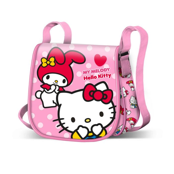 Hello Kitty Bolso Bandolera Infantil Muffin Mini Rosa PVC con Solapa y Cierre Magnético para Niñas (6x17x16 cm)