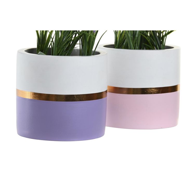 DKD Home Decor Planta Lila Rosa Palo Ceramica Pe 10.5 x 20 x 10.5 cm (4 Unidades) 1