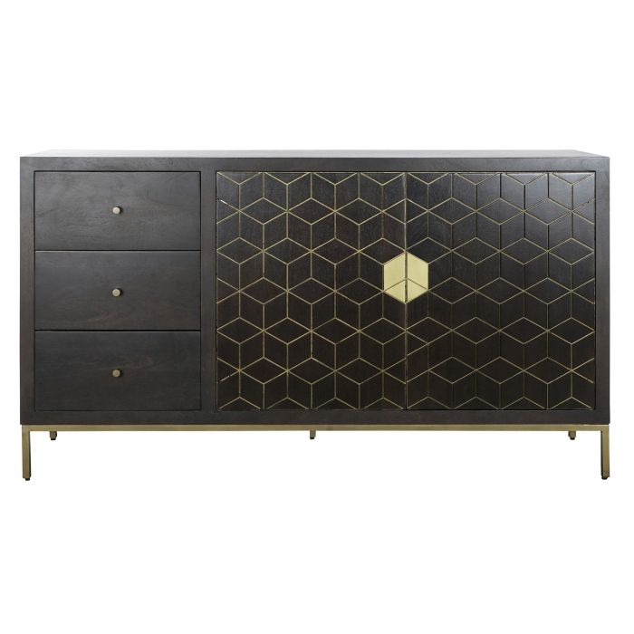 DKD Home Decor Rombo gold Buffet Moderno Marron Oscuro Dorado Acacia Metal 160 x 90 x 40 cm 6