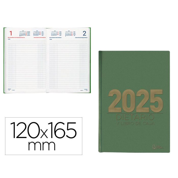 Dietario Liderpapel 2025 Octavo 12x16,5 cm Color Verde Papel 70 gr