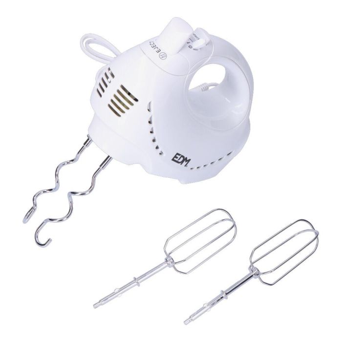 Edm Batidora amasadora turbo 200W, 5 velocidades + turbo, incluye 2 varillas 2 Edm Batidora amasadora turbo 200W, 5 velocidades + turbo, incluye 2 varillas 2