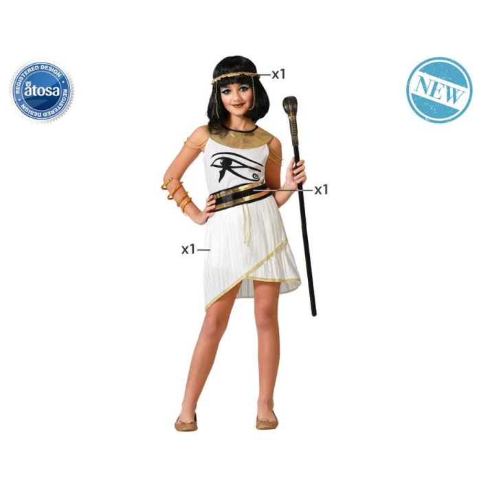 Disfraz Egipcia Niña Vestido Blanco Con Diadema 10-12 Años 0 Disfraz Egipcia Niña Vestido Blanco Con Diadema 10-12 Años 0