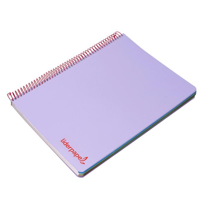 Cuaderno Espiral Liderpapel A4 Micro Wonder Tapa Plastico 120H 90 gr Cuadro 5 mm 5 Banda4 Taladros Color Lila 4