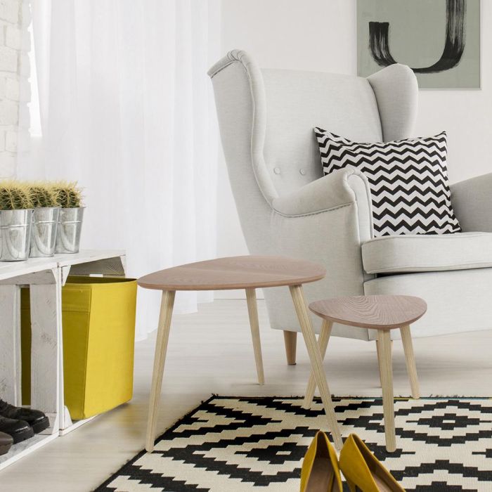 Home Deco Factory Juego 2 Mesas Nido Triangulares Essentiel Con Tres Patas Medidas 48x48cm H.45cm Y 33x33cm H.40cm 6