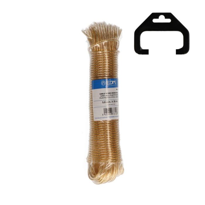 Edm Cable acero plastificado oro 3,8 mm x 25 m para tendederos, cercados e industria 0 Edm Cable acero plastificado oro 3,8 mm x 25 m para tendederos, cercados e industria 0