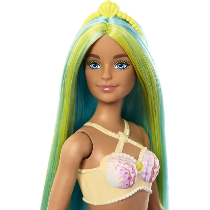Mattel Muñeca Barbie Sirena con Cola Rígida, Diadema y Corpiño de Conchas - Modelos Surtidos 1