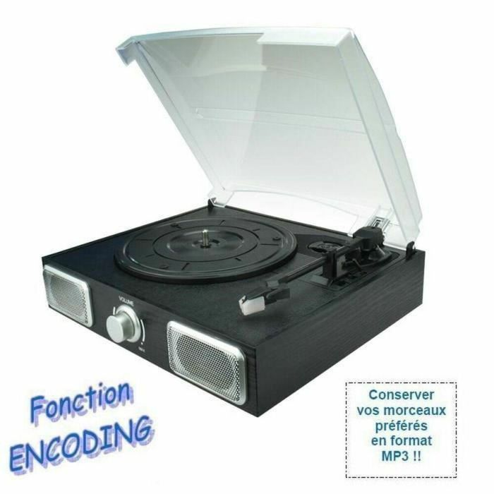 Inovalley TD11 Reproductor de Discos de Vinilo Digital USB con Codificación MP3 a PC, Altavoces Integrados y 3 Velocidades (33/45/78 rpm)