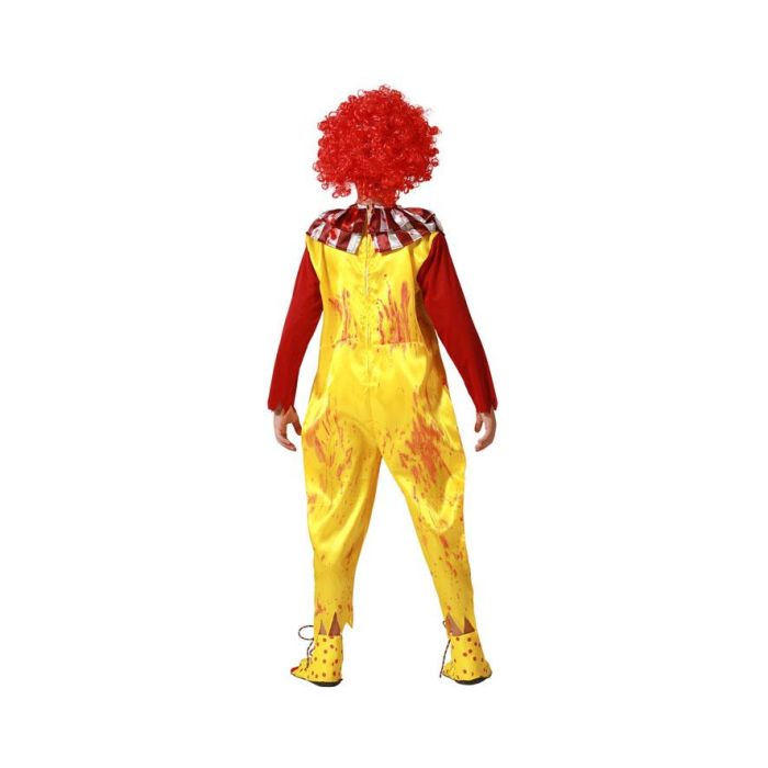 Disfraz Payaso Infantil Amarillo para Niño, con Mono y Cuello Rojo Bicolor. Talla 7-9 Años. Perfecto para Halloween, Carnaval y Circo 2