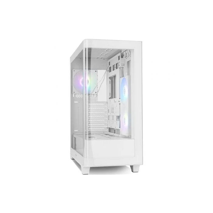 NOX Hummer ETHER Midi Tower Blanco | Semitorre con Cristal Templado Panorámico y 3 Ventiladores de 120 mm