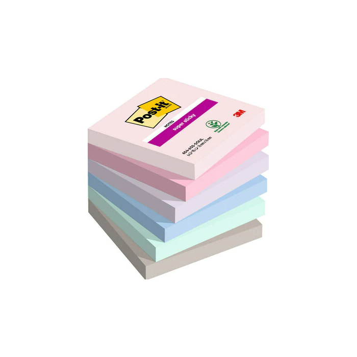 Taco Notas Post-It 654 Super Sticky 76X76 Colores Soulful Pack De 6