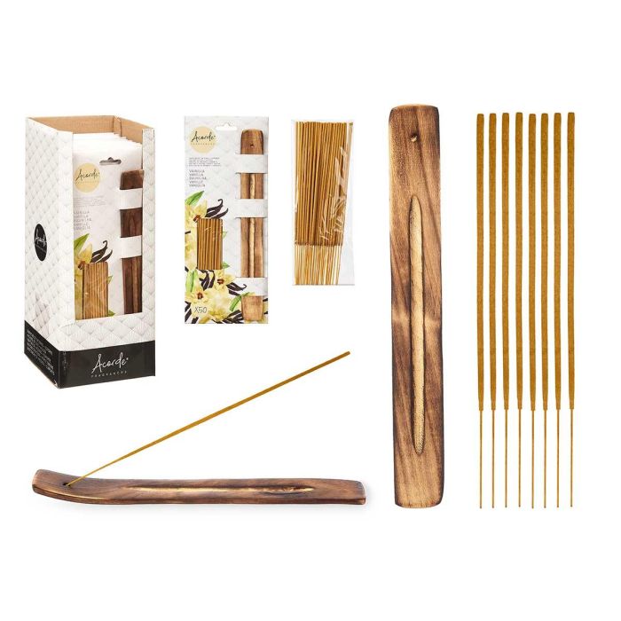 Set 50 Barras Incienso Vainilla con Soporte de Madera - Acorde 12x29.5x2 cm (24 Unidades) Set 50 Barras Incienso Vainilla con Soporte de Madera - Acorde 12x29.5x2 cm (24 Unidades)