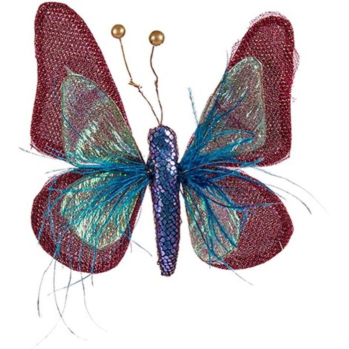 Figura Decorativa Mariposa Azul Rosa 14 x 3 x 18 cm (8 Unidades) 1