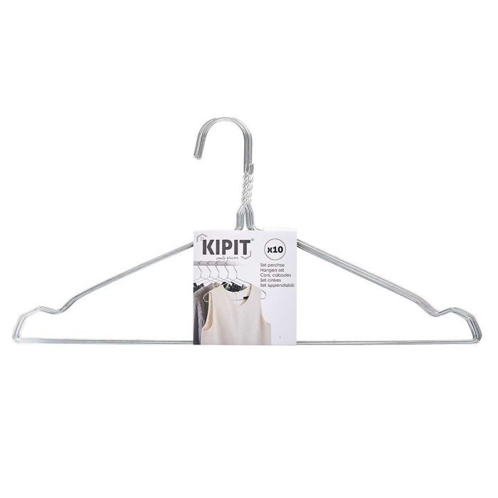 Set 10 Perchas Acero Col Plata Grande Kipit 40X20CM (24 Unidades) 2 Set 10 Perchas Acero Col Plata Grande Kipit 40X20CM (24 Unidades) 2