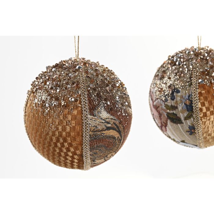 DKD Home Decor Adorno Bola de Navidad Colgante PVC Marrón Alpina 10x10x10 cm - Pack de 12 Unidades 1