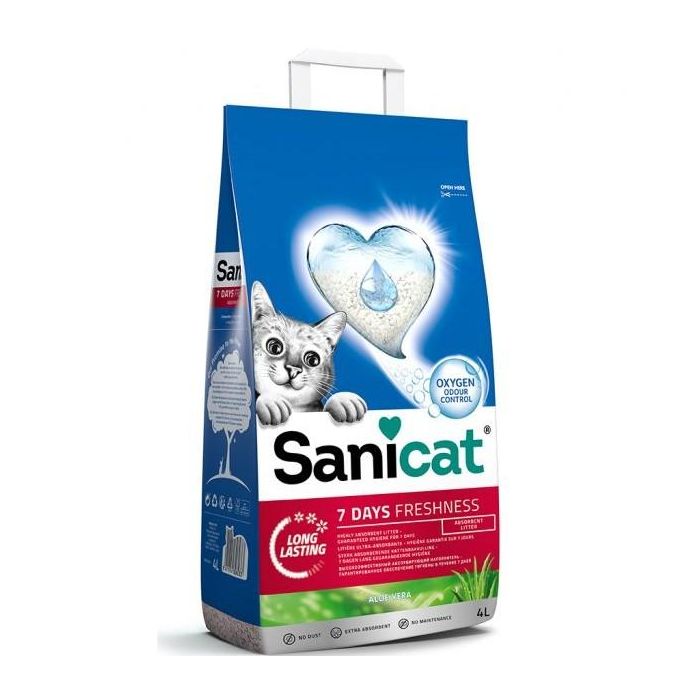 Sanicat Seven Days Aloe Vera 4lt Arena Higiénica para Gatos 1 Sanicat Seven Days Aloe Vera 4lt Arena Higiénica para Gatos 1