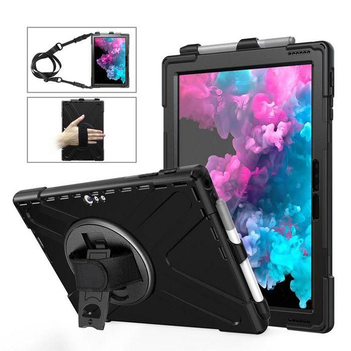 eSTUFF Funda Defender a prueba de golpes para Microsoft Surface Pro 7+/7/6/5/4 - Negra con correa y soporte 360 2 eSTUFF Funda Defender a prueba de golpes para Microsoft Surface Pro 7+/7/6/5/4 - Negra con correa y soporte 360 2