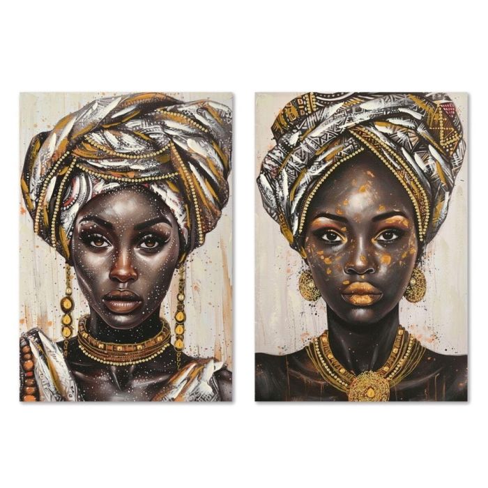 DKD Home Decor Cuadro Decorativo Colonial Africana Dorado Negro 90x60x3 cm Set de 2 Unidades para Pared de Lienzo y MDF DKD Home Decor Cuadro Decorativo Colonial Africana Dorado Negro 90x60x3 cm Set de 2 Unidades para Pared de Lienzo y MDF