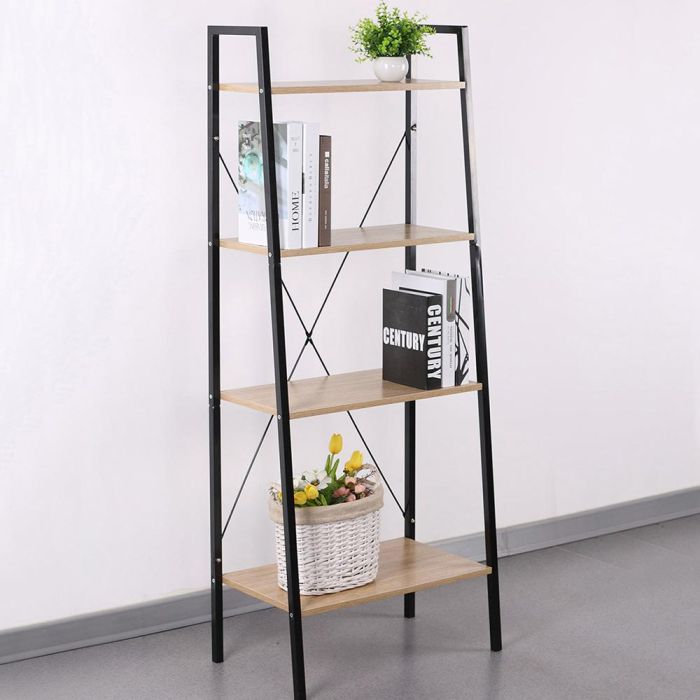 Home Deco Factory Estantería Loka 4 baldas madera contrachapada y metal 60x32,5 cm altura 148 cm 1