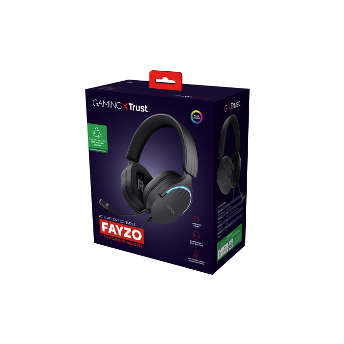 Trust Gaming GXT 490 Fayzo Auriculares Gaming USB 7.1 Envolvente, Micrófono Cancelación Ruido, RGB, Compatibles PC PS4 PS5 - Negros 7